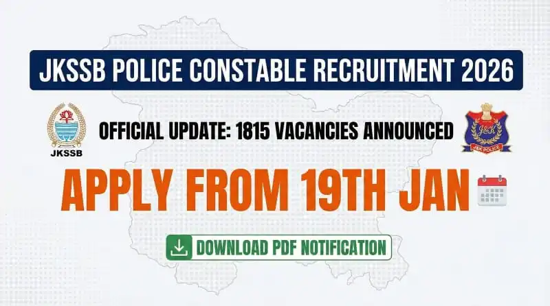 JKSSB Constable 1815 Vacancy Divisional Cadre