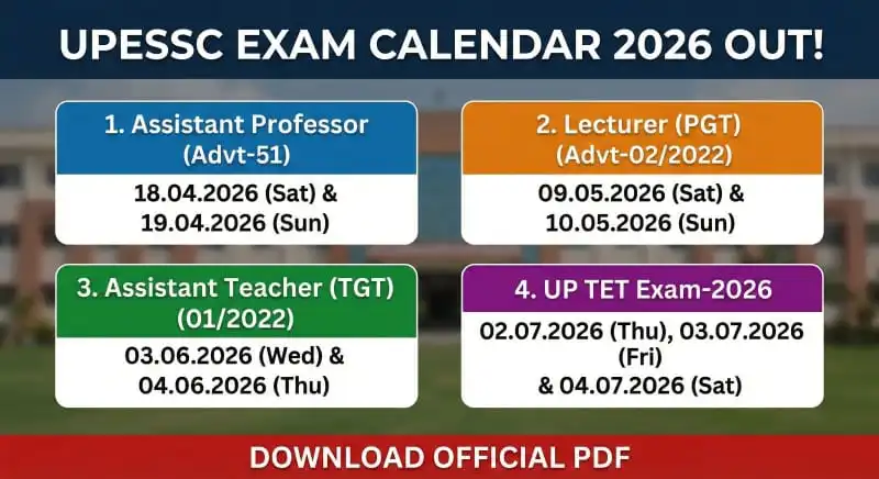 UPESSC Exam Calendar 2026 TGT PGT TET Official PDF