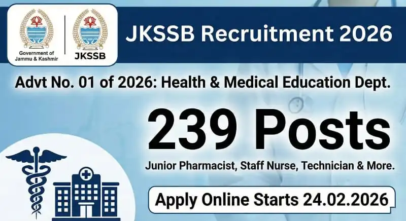 JKSSB Health Department Recruitment 2026 239 Posts Apply